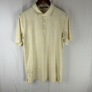 Travis Mathew‎ Polo Shirt Mens M Meringue Yellow Porpoise Pima Blend Golf *Flaw